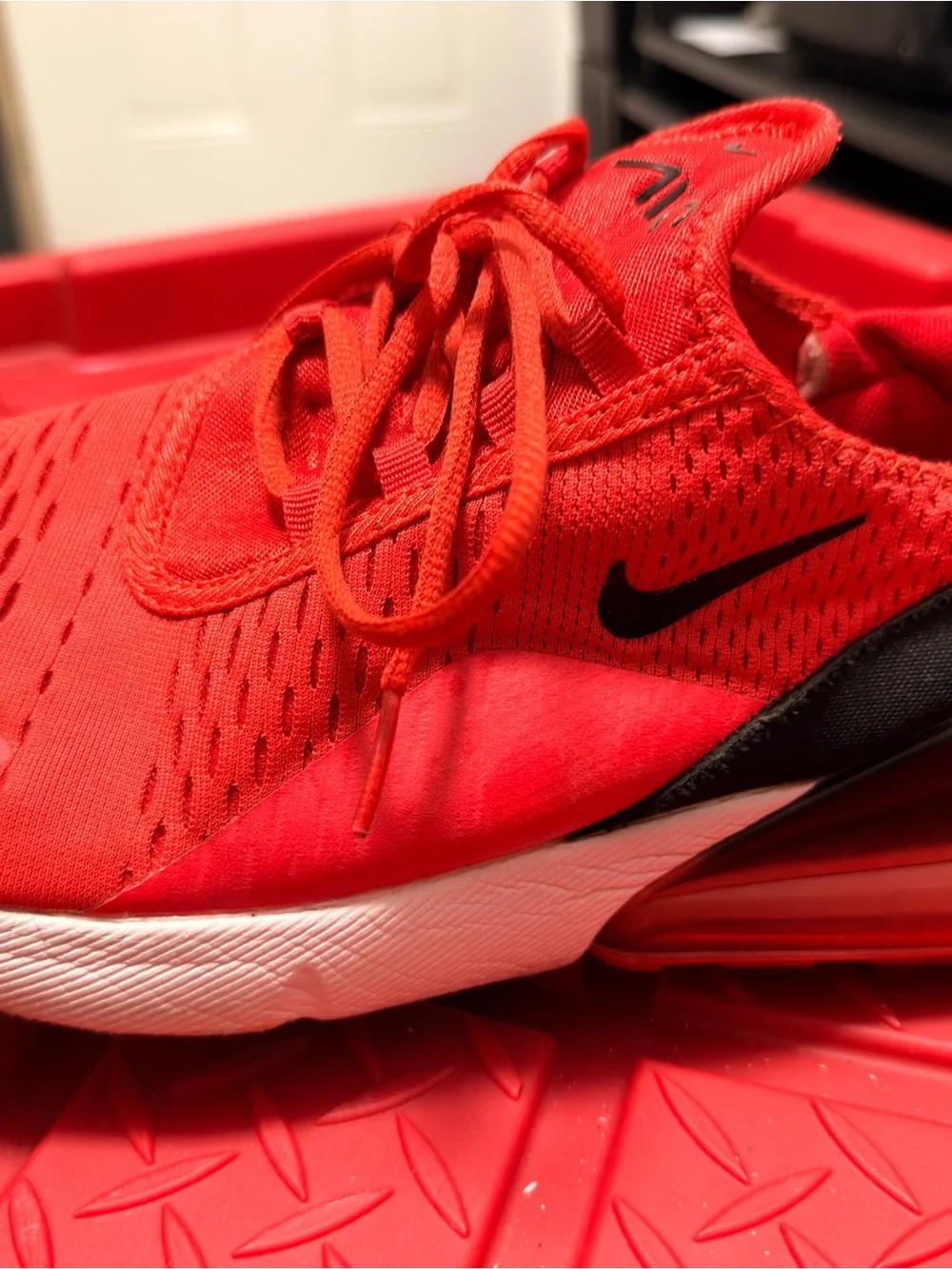 Nike Red Sneakers with Black Swoosh and White Midsole